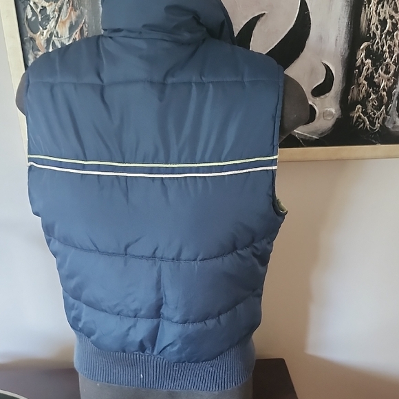 Woman's Blue Puffer Vest - Picture 2 of 4